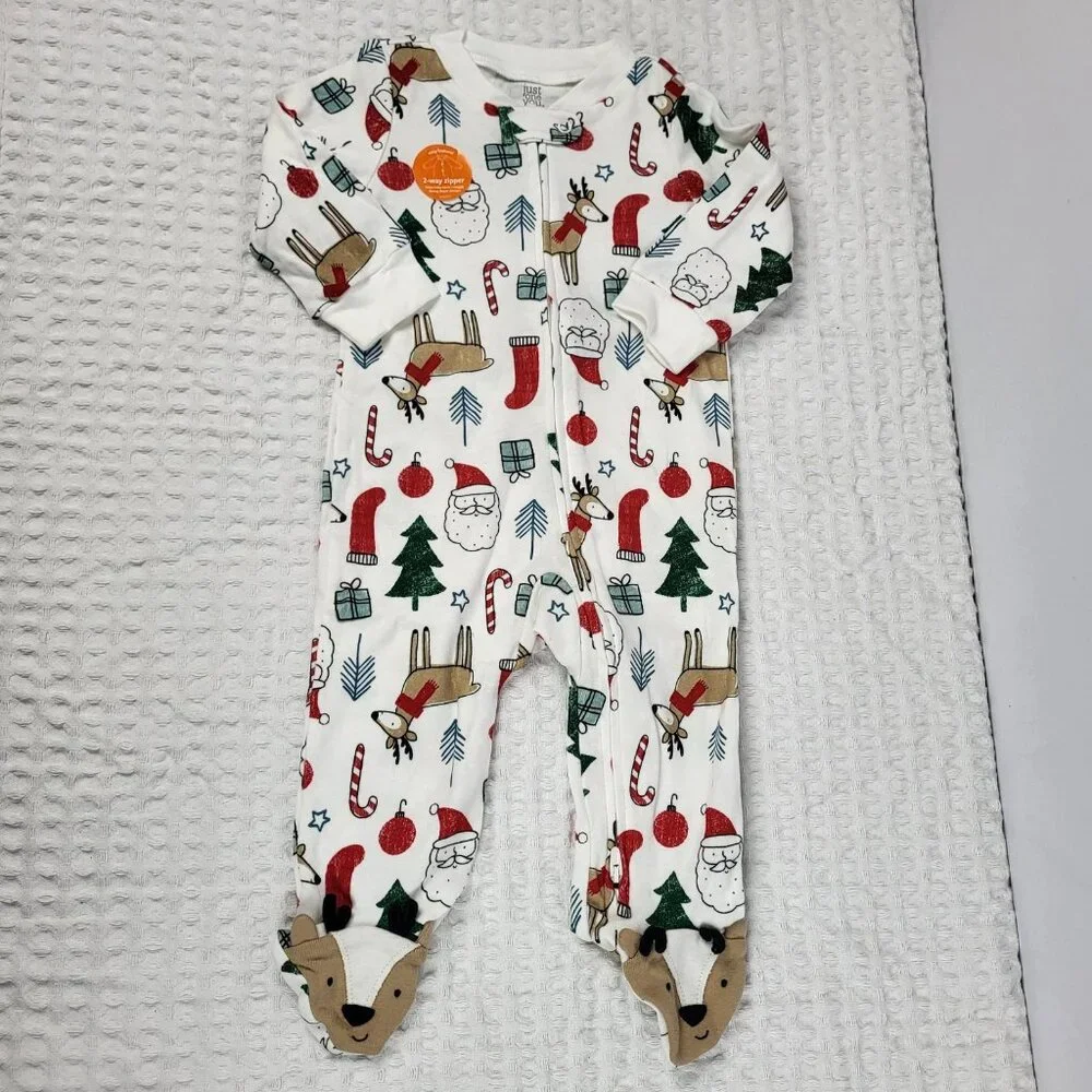 Carters Just One You Christmas Reindeer One Piece Sleeper With Reindeer Hat 9 Mo